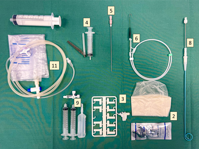 List of needed material for ultrasound pericardiocentesis