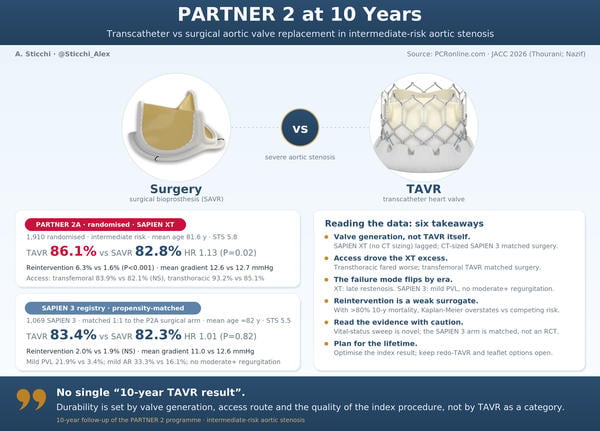 PARTNER 2 at 10 years: transcatheter or surgical aortic valve replacement in intermediate-risk aortic stenosis