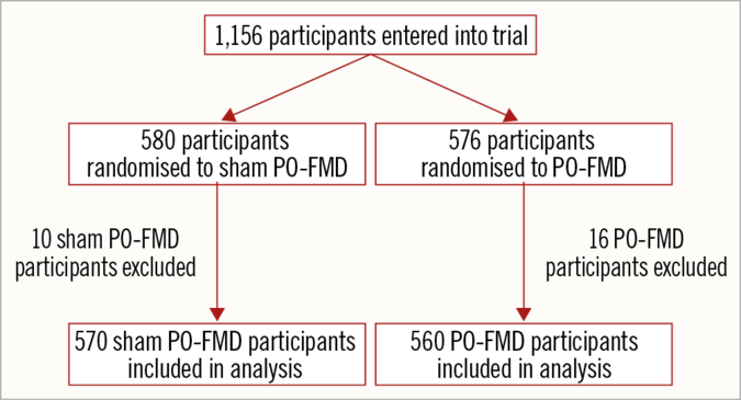 Flow chart illustrating the randomisation and exclusion of participants in the trial